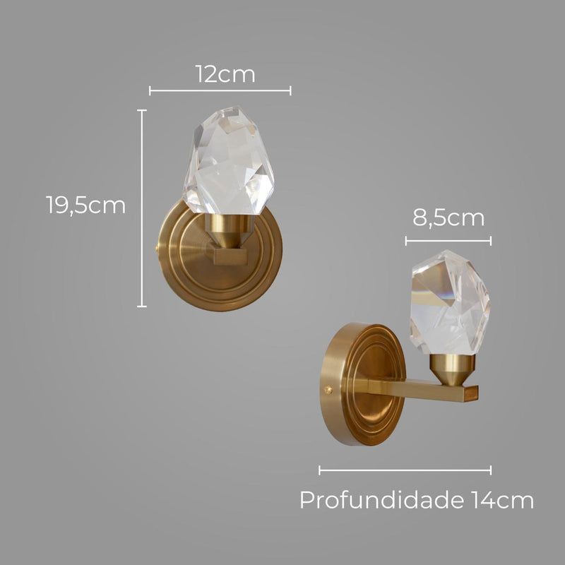 Arandela Cristal 5W Branco Quente Dourada DCB02128 Sindora ST2907-Sindora-Starlumen