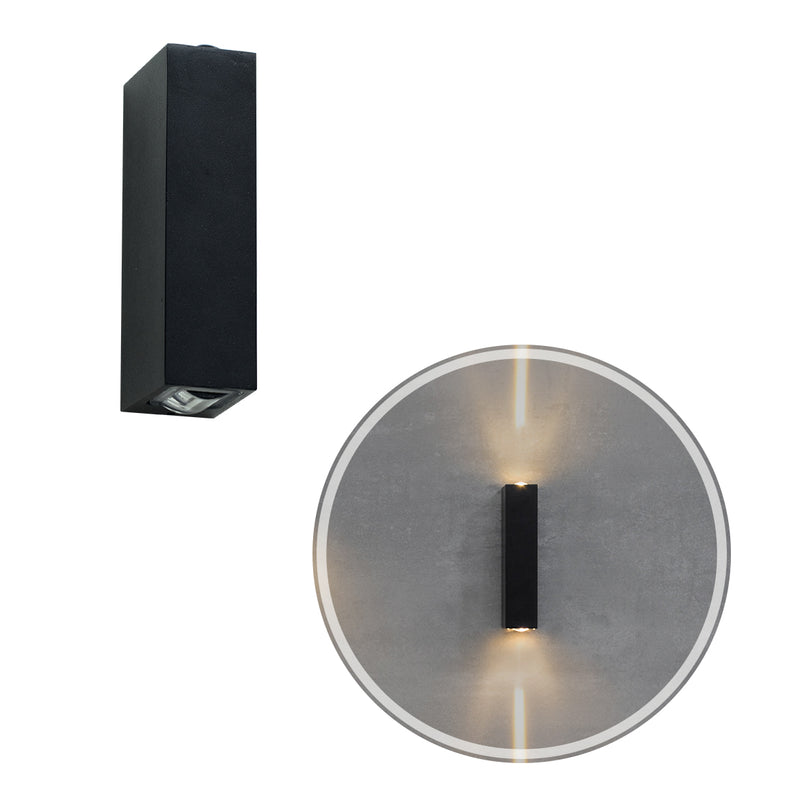 Arandela Retangular Mitel LED 2 Fachos 6W 3000K IP65 NORDECOR ST2923-Nordecor-Preto-Starlumen