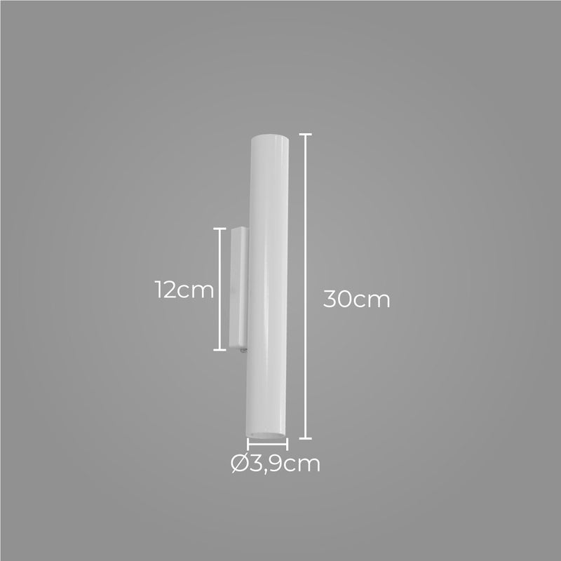 Arandela Tubo Cilindro 30cm Branca 2 fachos p/ MR11 Starlumen ST2773-Starlumen-
