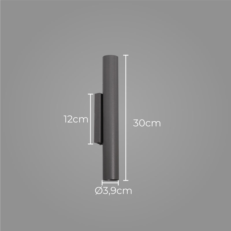 Arandela Tubo Cilindro 30cm Cinza 2 fachos p/ MR11 Starlumen ST2773-Starlumen-