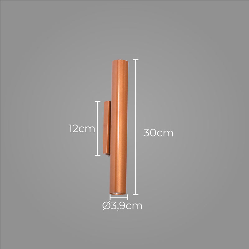 Arandela Tubo Cilindro 30cm Cobre 2 fachos p/ MR11 Starlumen ST2773-Starlumen-