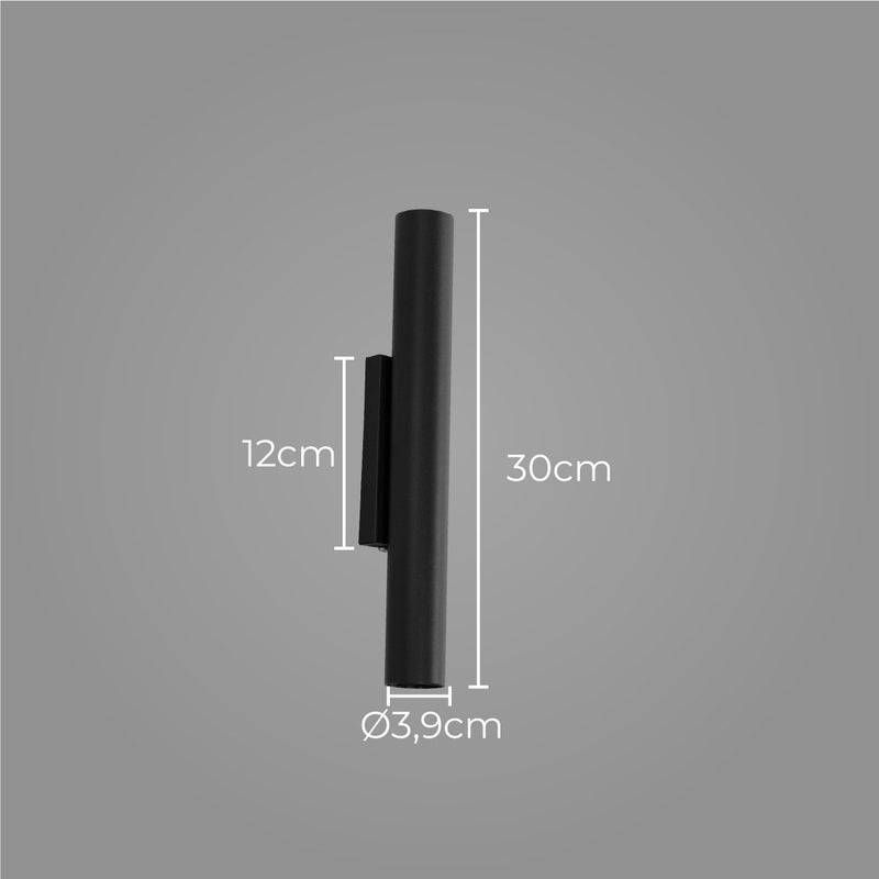 Arandela Tubo Cilindro 30cm Preto 2 fachos p/ MR11 Starlumen ST2773-Starlumen-