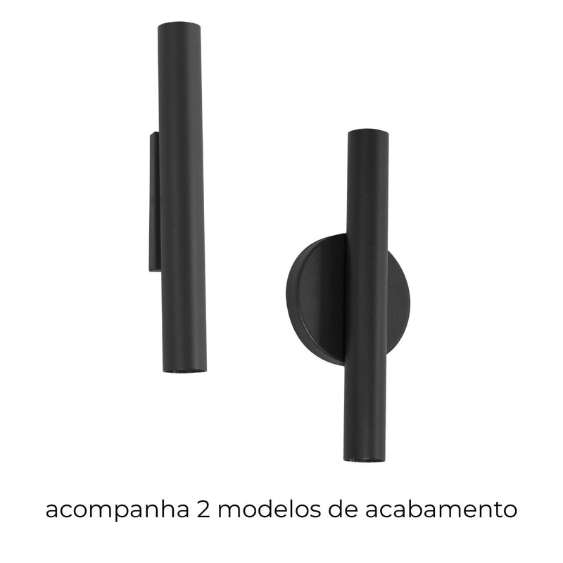 Arandela Tubo Cilindro 30cm Preto 2 fachos p/ MR11 Starlumen ST2773-Starlumen-