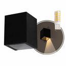 Arandela luminária de parede 1 facho Policarbonato + LED G9 5w ST2775-Starlumen-Preta-Branco Quente-