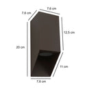 Arandela de Sobrepor Bisel 1 Foco Parede/Muro/Fachada 1xGU10 Starlumen ST3256-Marrom MEDIDAS 