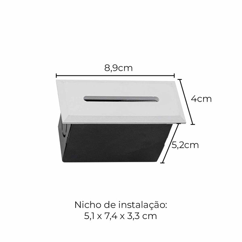 Balizador Ascoli Retangular Facho 30° LED 3W Luz Quente Externo e Interno Galaxy 9621 ST3039-Galaxy-Starlumen