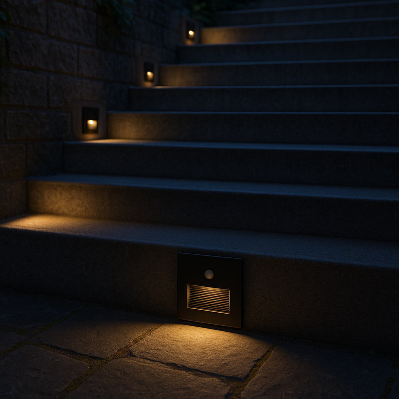 Balizador LED Sentinela 3W Luz Quente com Sensor 3M IP65 Opus ST3263 - Preto ambientada brando quente jardim 