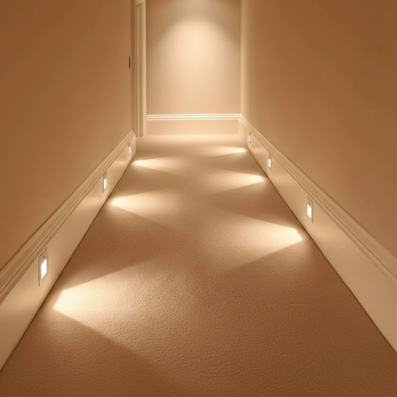 Balizador LED Sentinela 3W Luz Quente com Sensor 3M IP65 Opus ST3263 - Preto ambientada brando quente corredor hotel 