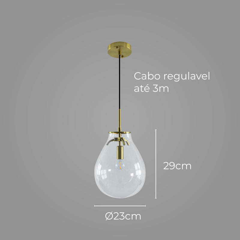 Pendente Caju Cúpula Vidro 29x23cm1xE14 Bella Iluminação CAJ1PD01TR029 St1882