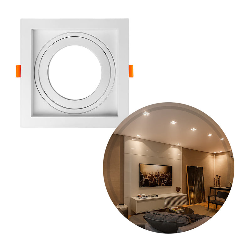 Spot Embutir Quadrado Recuado Foco Orientável ABS p/ PAR20 E27 Delis ST3249