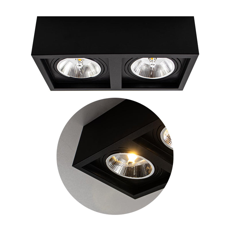 Plafon Spot de Sobrepor Box Duplo p/ 2XGU10 AR111 Starlumen ST2950
