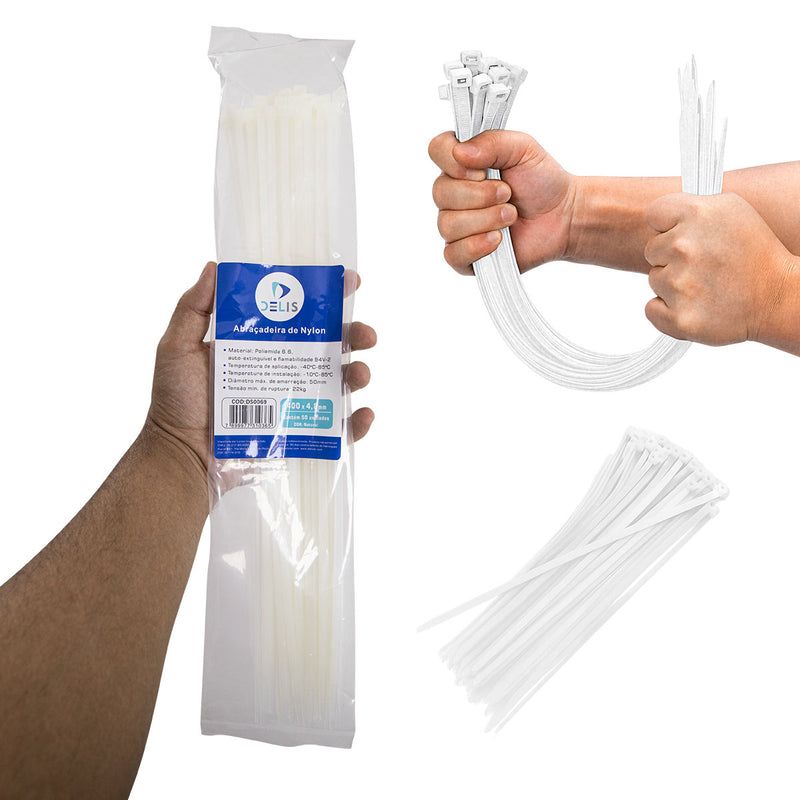 Fita hellerman Abraçadeira Enforca Gato de Nylon 400x4,8mm 22Kg DS0069 - 100 peças