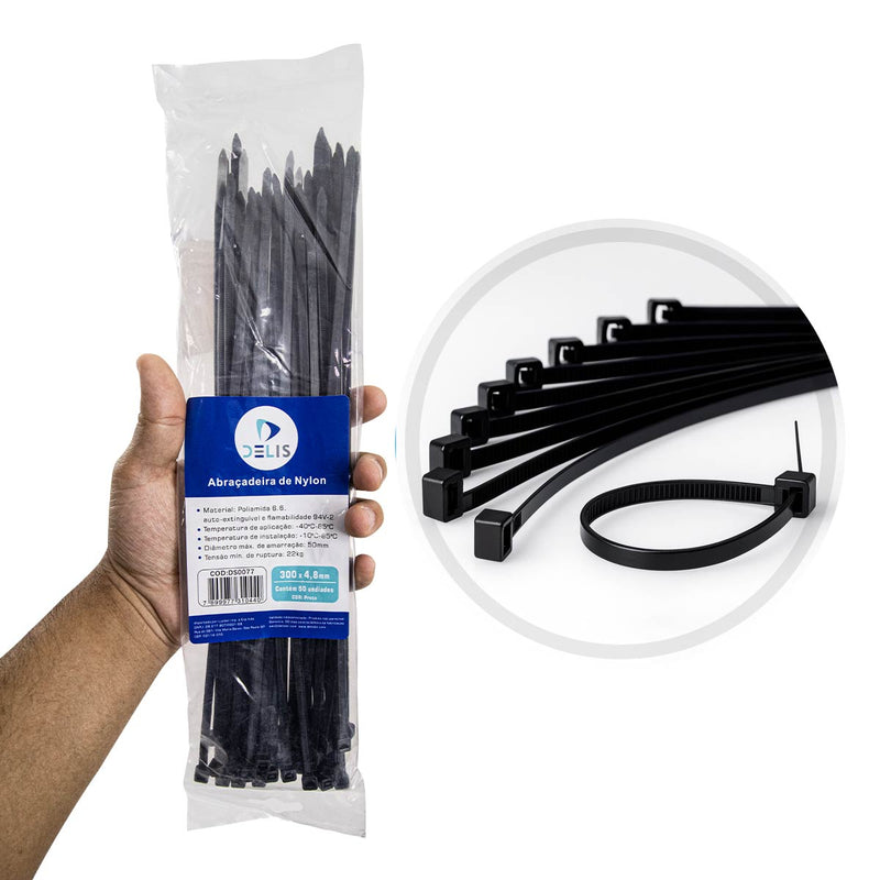 Fita hellerman Abraçadeira Enforca Gato de Nylon 300x4,8mm 22Kg DS0077 - 100 peças