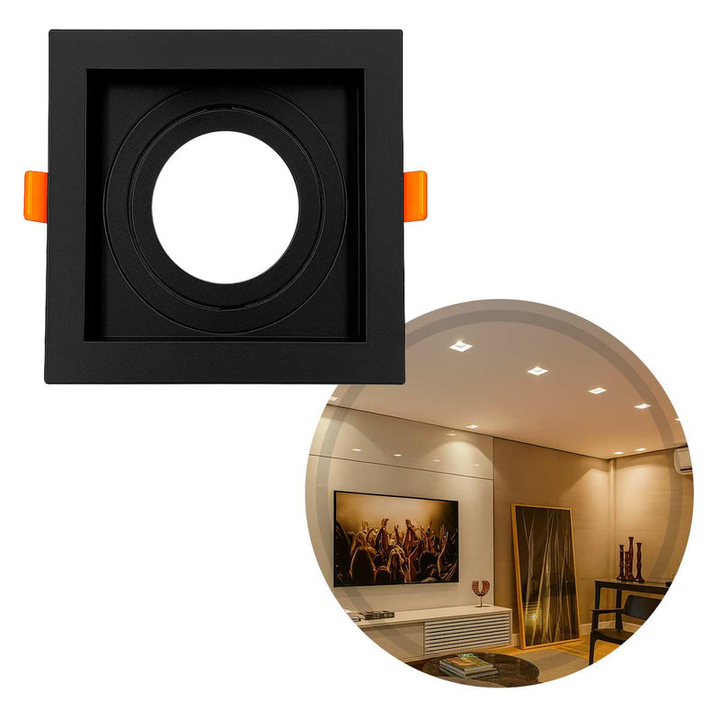 Spot Embutir Quadrado Recuado Foco Orientável ABS p/ MR16 GU10 Delis ST3249