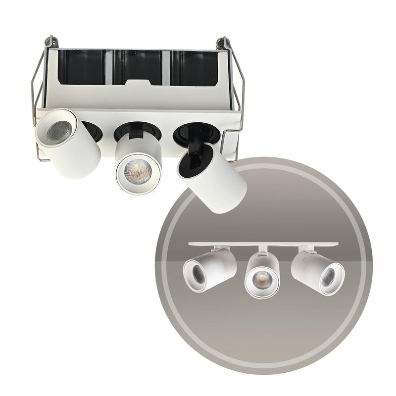 Spot LED Embutir Kawi Retrátil Triplo 6W 3000K IP20 IRC90 Nordecor ST3225