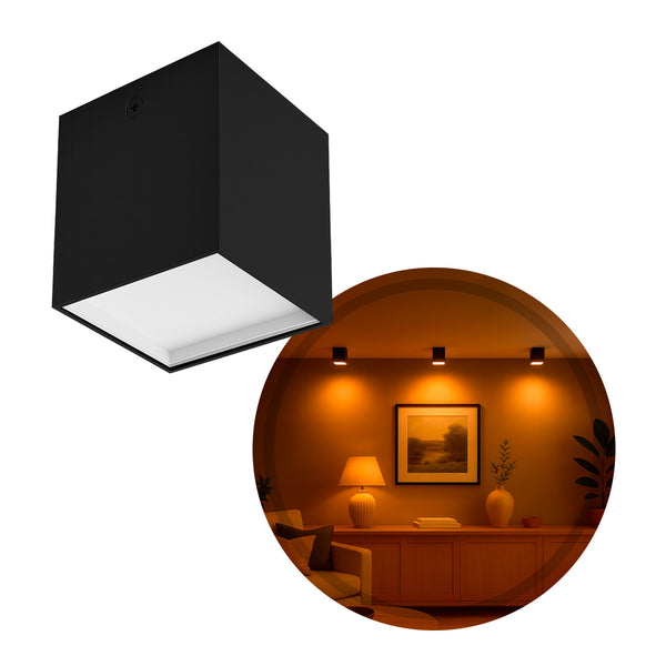 Spot Luminária LED Sobrepor 12W Luz Quente IRC90 Moderno Delis ST3257 - Preto