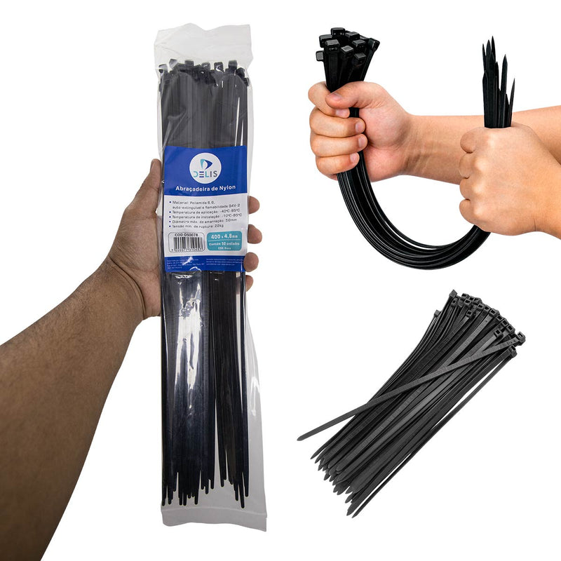 Fita hellerman Abraçadeira Enforca Gato de Nylon 400x4,8mm 22Kg DS0078 - 100 peças