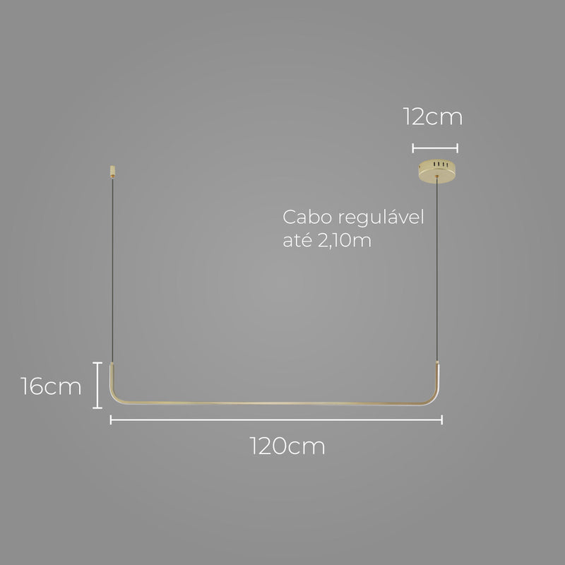 Pendente Colchete Dourado LED 20w 3000k Bella Iluminação COL1PD01DR120 ST2847