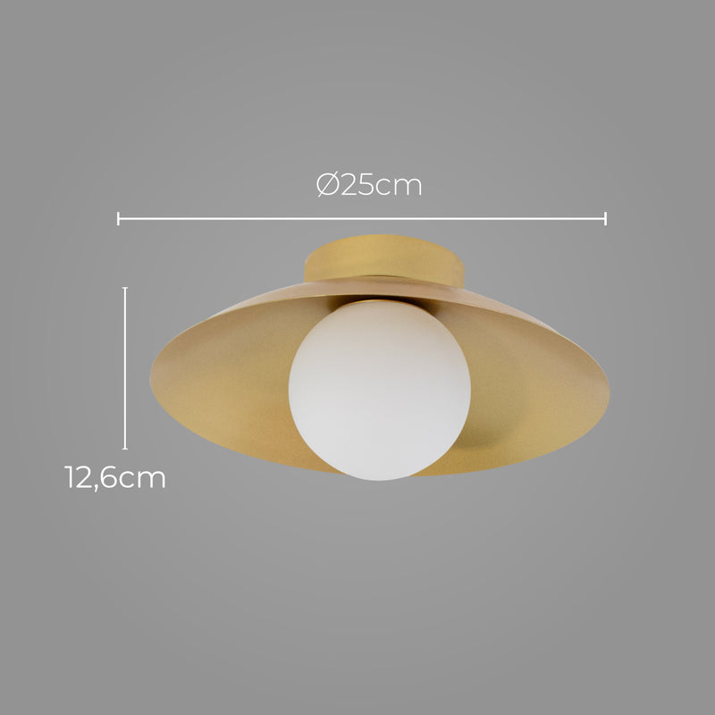 Plafon Cuia Dourado Opalino 25cm p/ G9 CUI1PS01DR025 Bella ST2845