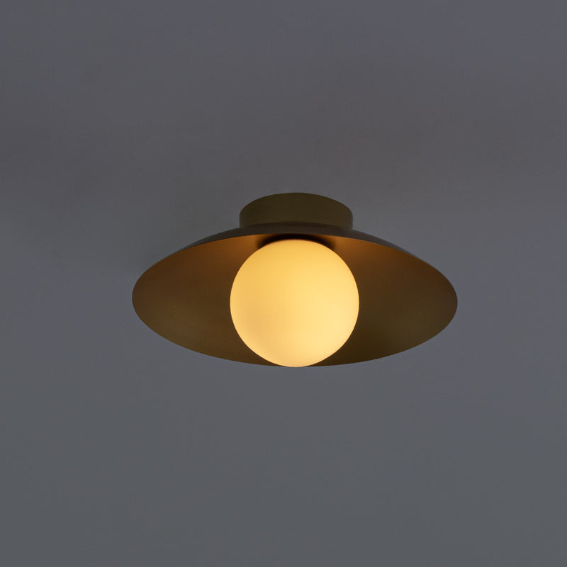 Plafon Cuia Dourado Opalino 25cm p/ G9 CUI1PS01DR025 Bella ST2845