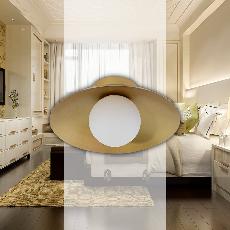 Plafon Cuia Dourado Opalino 25cm p/ G9 CUI1PS01DR025 Bella ST2845
