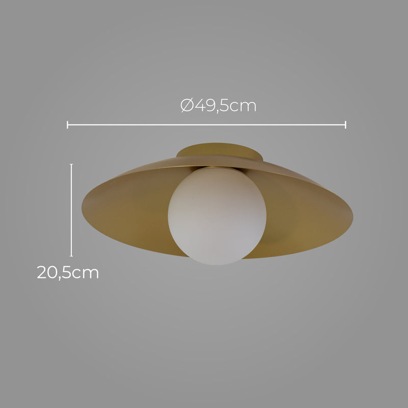 Plafon Cuia Dourado Opalino p/ E27 CUI1PS01DR050 Bella ST2846