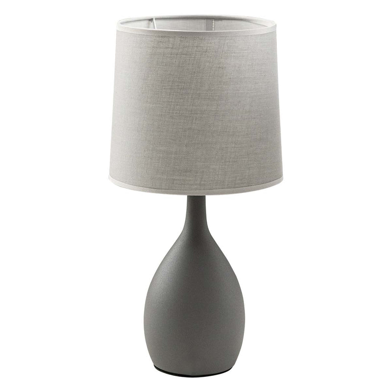 Abajur Luminária de Mesa Cinza Moderno C/ Cúpula Cinza de Tecido DCT00540D Sindora ST3097