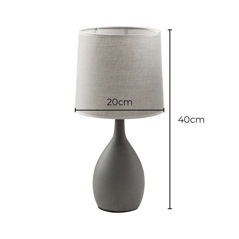 Abajur Luminária de Mesa Cinza Moderno C/ Cúpula Cinza de Tecido DCT00540D Sindora ST3097