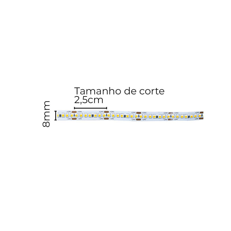 Fita LED 24V 10 Metros SMD2021 17W/m 280LEDs/m Branco Quente DS5092 Delis ST3088