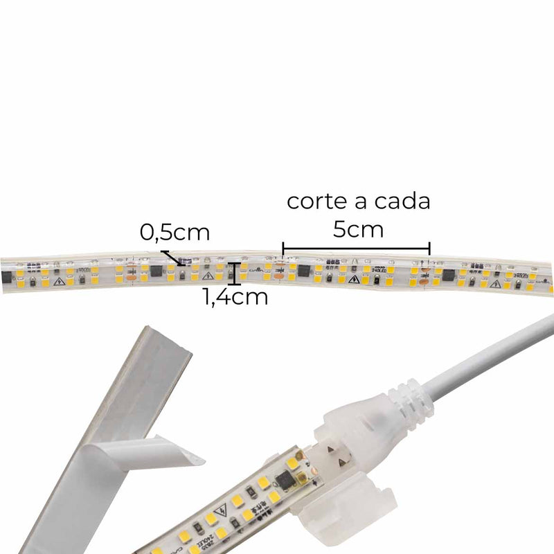 1m de Fita LED Pratik Hiper Brilho 127V 18W/m 240 LED/m 3000k 2835 PRO 1493 Gaya ST2994