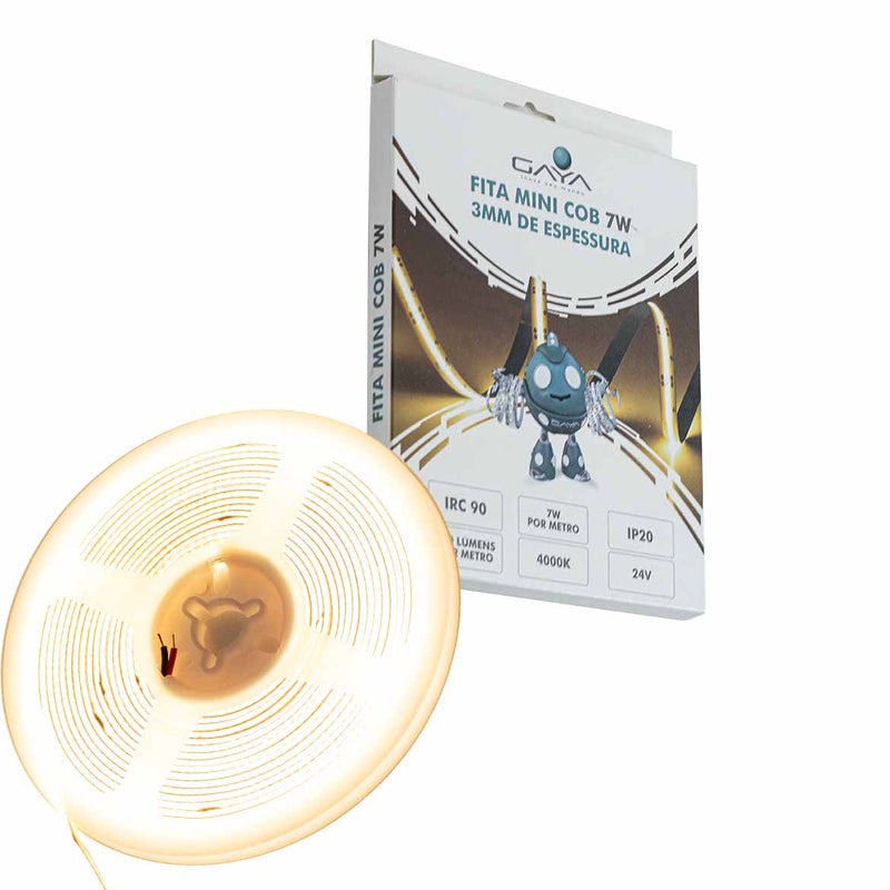 Fita Mini COB 24V 4000K 7W/m 3mm Rolo 5m 7182 Gaya ST3016