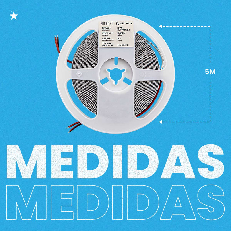 Fita LED 5M 2835 12V 11,5W/M 4000K 120LEDs/M IRC80 IP20 7005 Nordecor ST3150-Nordecor-Starlumen