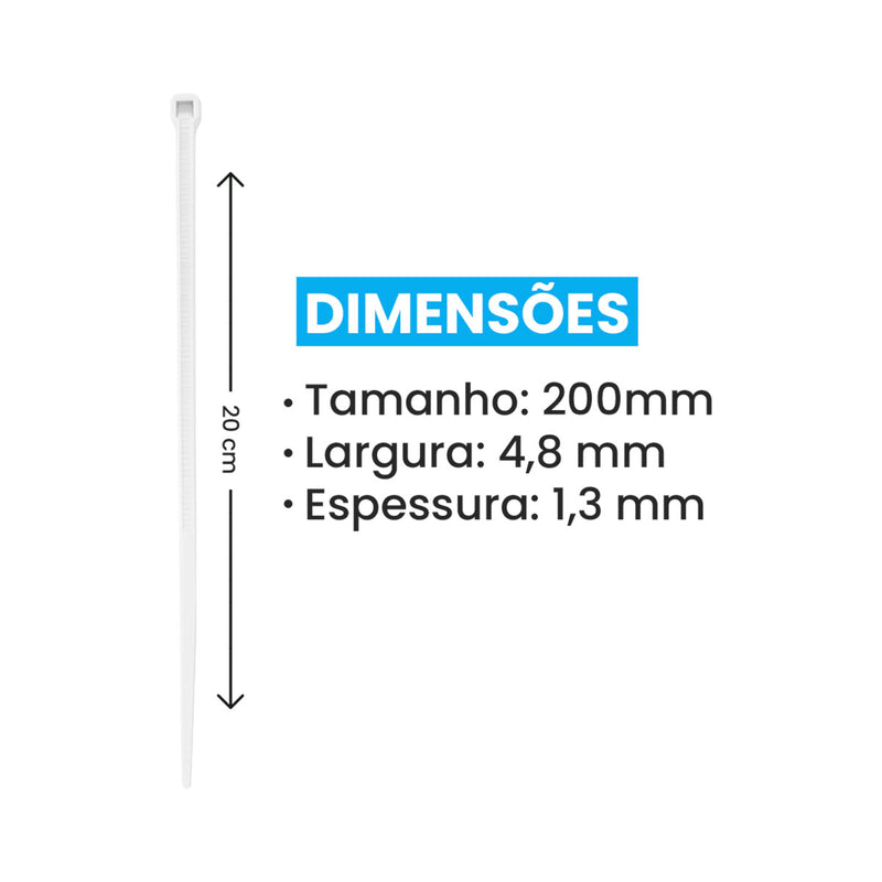 Fita hellerman Abraçadeira Enforca Gato de Nylon 200x4,8mm 22Kg DS0066 - 100 peças
