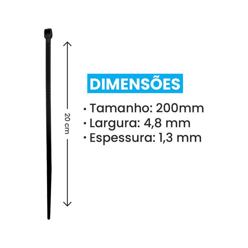 Fita hellerman Abraçadeira Enforca Gato de Nylon 200x4,8mm 22Kg DS0075 - 100 peças-Delis-Starlumen