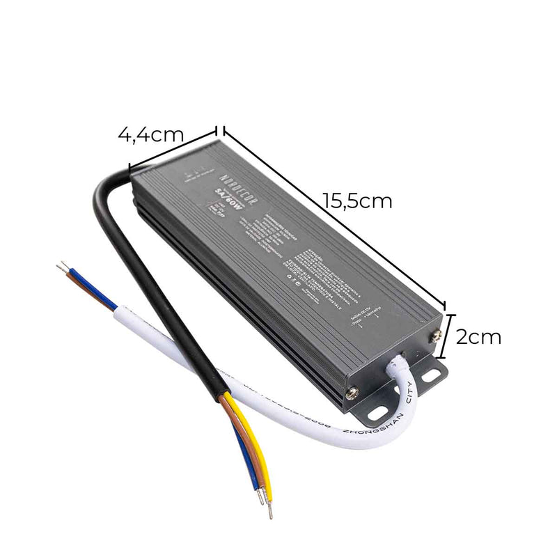 Fonte de Alimentação 12V IP67 60W 5A Bivolt 7137 Nordecor ST3123-Nordecor-Starlumen