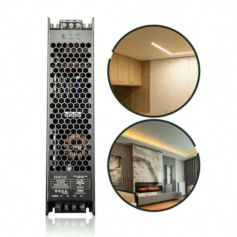 Fonte de Alimentação Chaveada NORD DC12V 250W 20,8A IP20 7291 Nordecor ST3087-Nordecor-Starlumen