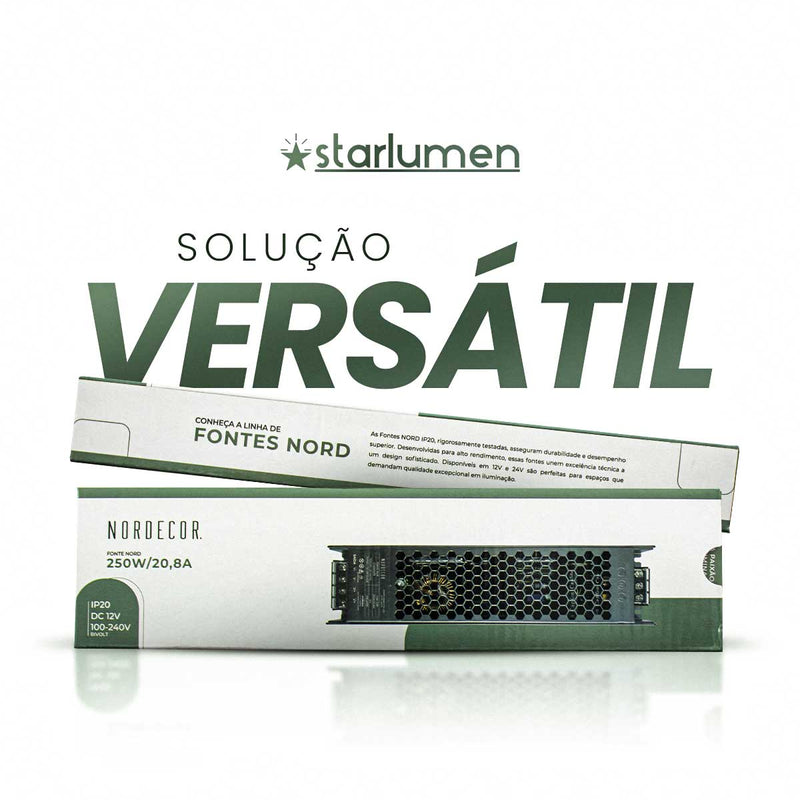 Fonte de Alimentação Chaveada NORD DC12V 250W 20,8A IP20 7291 Nordecor ST3087-Nordecor-Starlumen