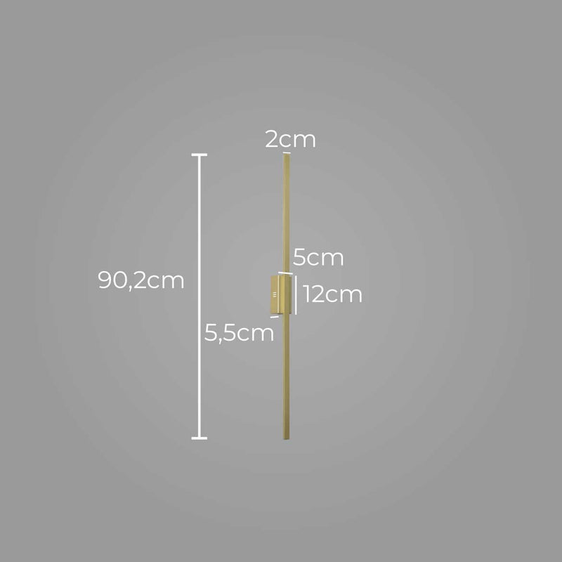 Arandela / Plafon Tec Dourado (c)90cm (l)2cm  1x15w 3000k 980lm GD011LG Bella Iluminação ST2484