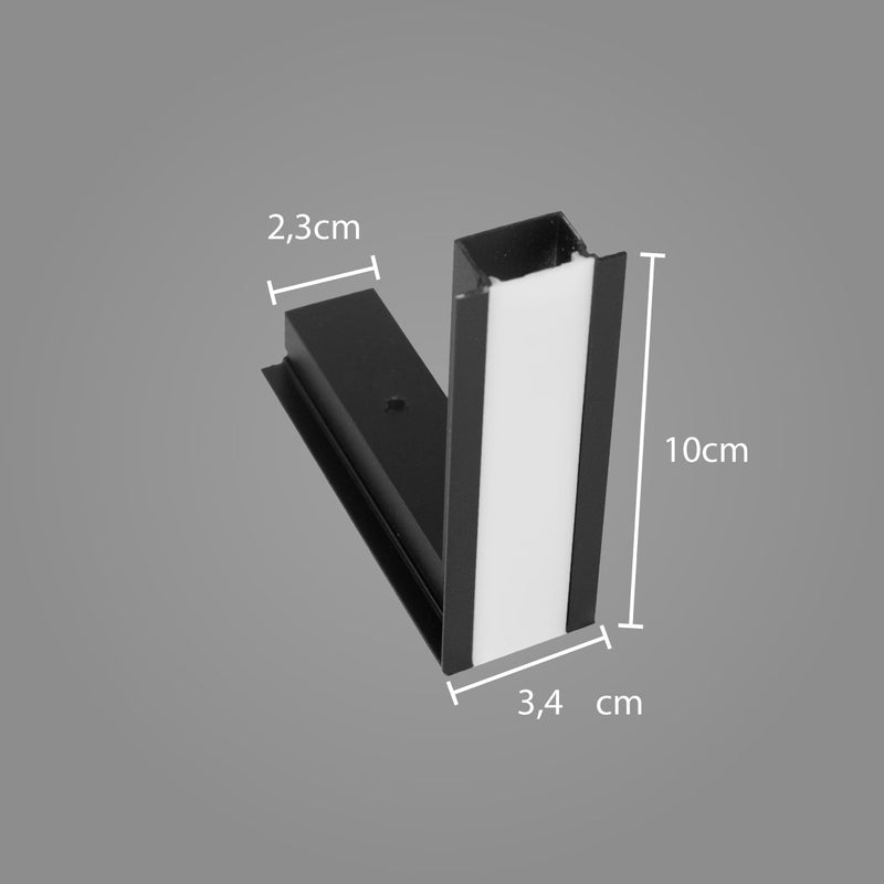 Junção em L para Perfil de Embutir Garbo p/ Quina Usina 30033 ST2860-Usina Design-Preto-Starlumen