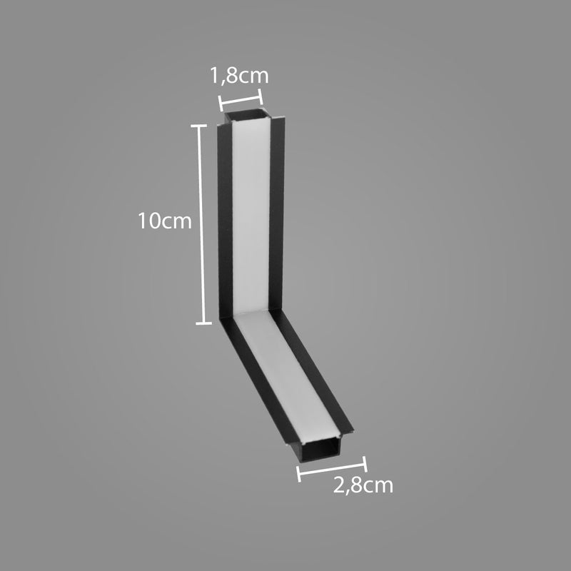 Junção em L para Perfil de Embutir Wood Parede-Teto 30687 Usina ST2881-Usina Design-Preto-Starlumen