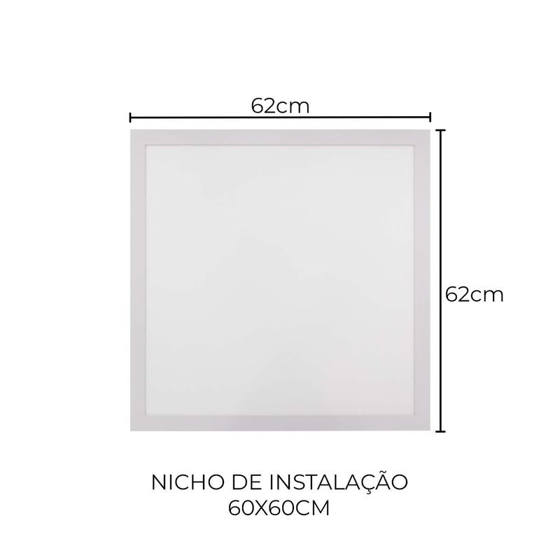 Kit 2 Painel LED Embutir 50W 62x62cm 120° Branco Frio IRC80 c/ Borda ST439-Starlumen-