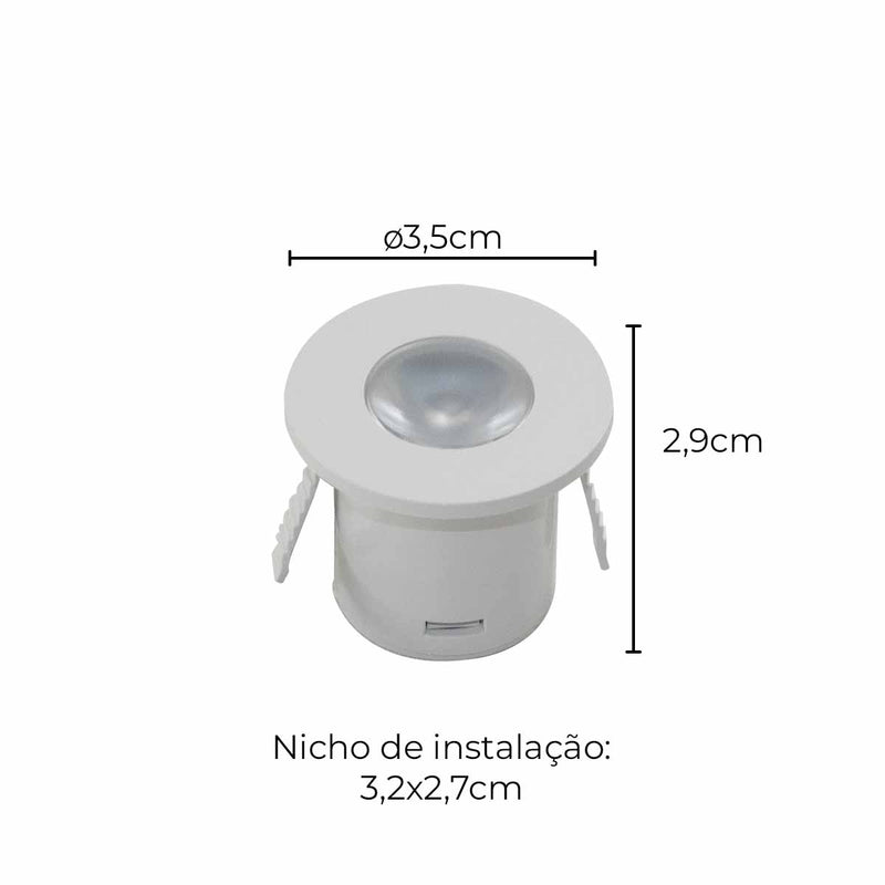 Kit 2x Spot Licto Embutir (Marcenaria) LED 1W 3000K Bella Iluminação ST3037-Bella Iluminação-Starlumen