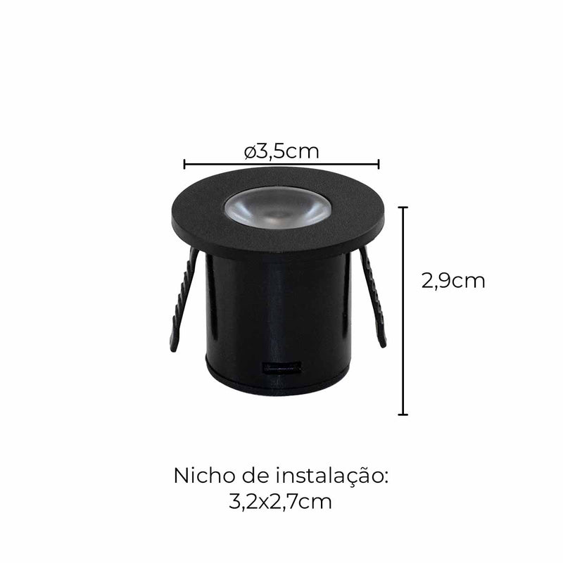 Kit 2x Spot Licto Embutir (Marcenaria) LED 1W 3000K Bella Iluminação ST3037-Bella Iluminação-Starlumen
