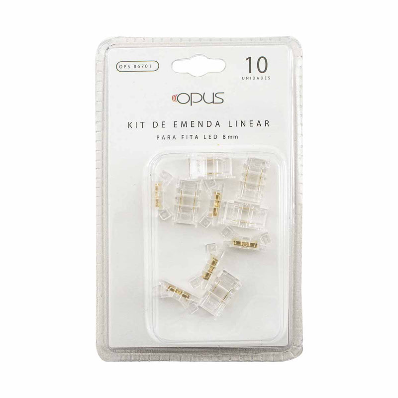 Kit Emenda Linear c/ 10 Unidades de Policarbonato p/ Fita LED 8 ou 10 mm Opus ST3084-Opus-Starlumen