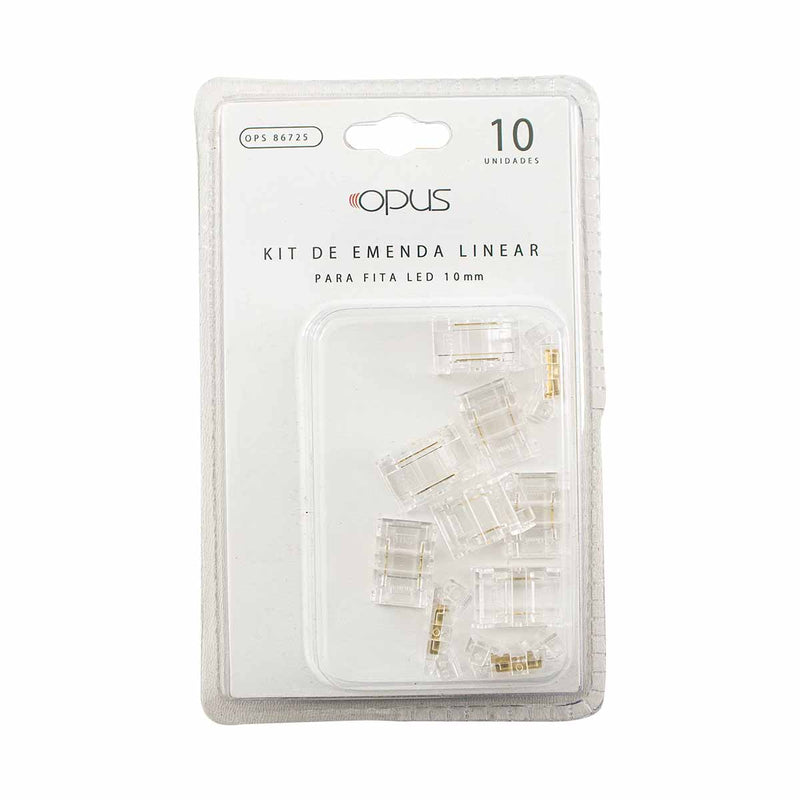 Kit Emenda Linear c/ 10 Unidades de Policarbonato p/ Fita LED 8 ou 10 mm Opus ST3084-Opus-Starlumen