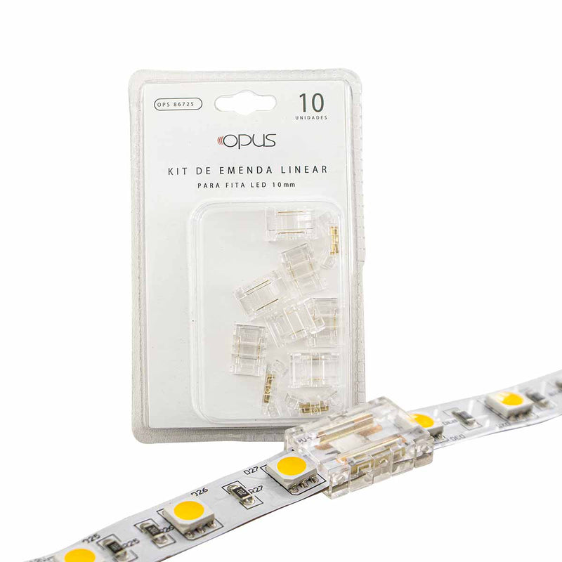 Kit Emenda Linear c/ 10 Unidades de Policarbonato p/ Fita LED 8 ou 10 mm Opus ST3084-Opus-Starlumen