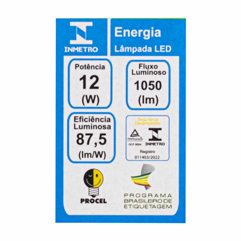 Lâmpada LED Bulbo A60 12W 200° Luz Neutra 4000k 1050lm IRC80 Lumanti ST846