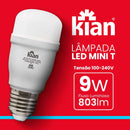 Lâmpada LED Mini T 9W Compacta 6500k Omnidirecional 360° Kian ST9006-Kian-Starlumen