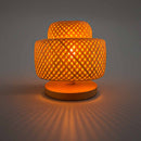 Luminária de Mesa BALI Abajur Fibra Bambu Base Madeira 1xE27 Boho Rústico ST3270-Abajures-Starlumen
