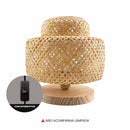 Luminária de Mesa BALI Abajur Fibra Bambu Base Madeira 1xE27 Boho Rústico ST3270-Abajures-Starlumen